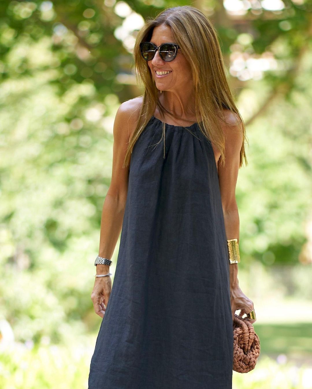 Off-Shoulder Linen Summer Dress – Boho Split Hem Vacation Dress