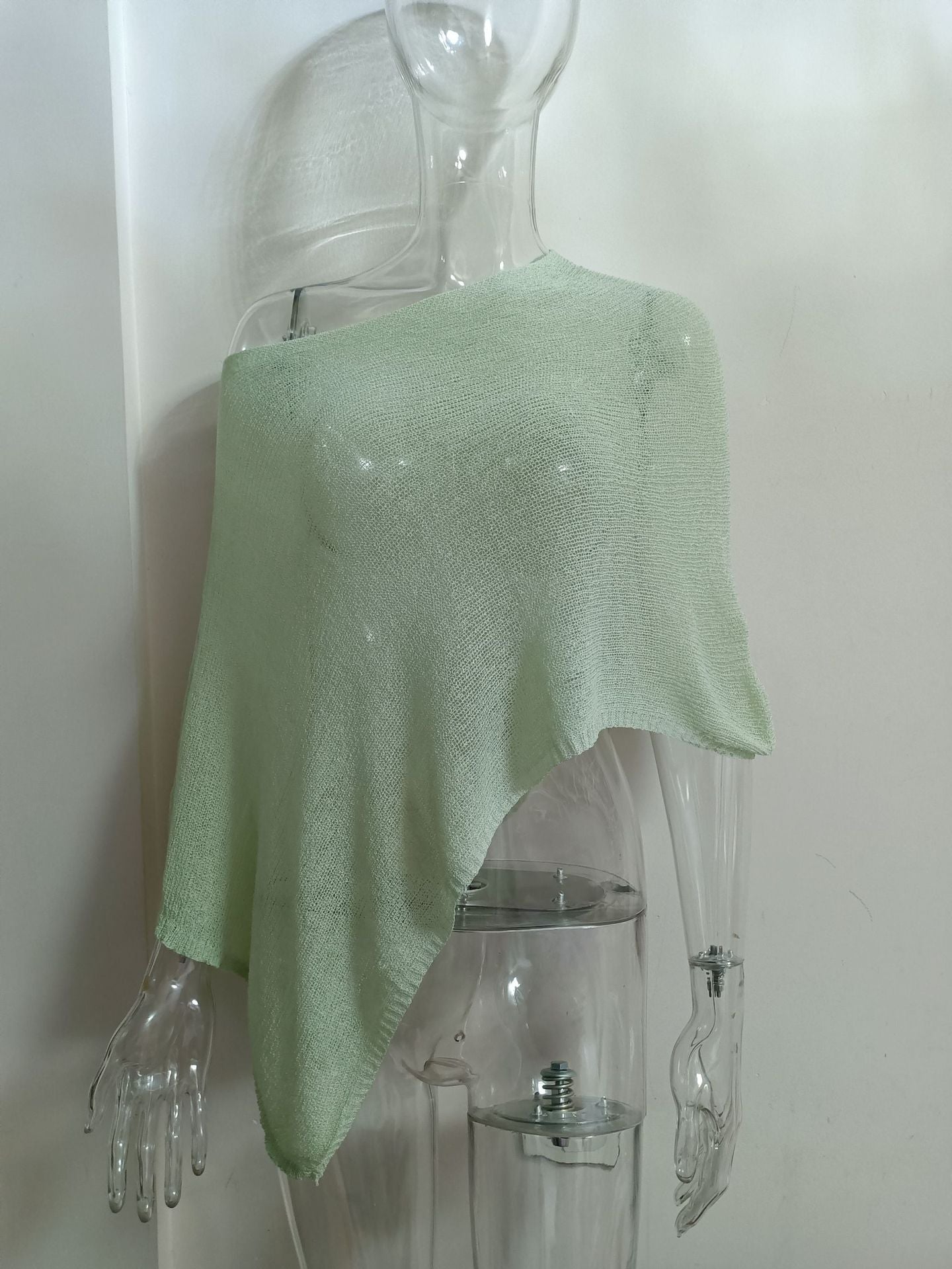 Women's Asymmetrical Cape Poncho – Lightweight Linen Knit Summer Cover-Up