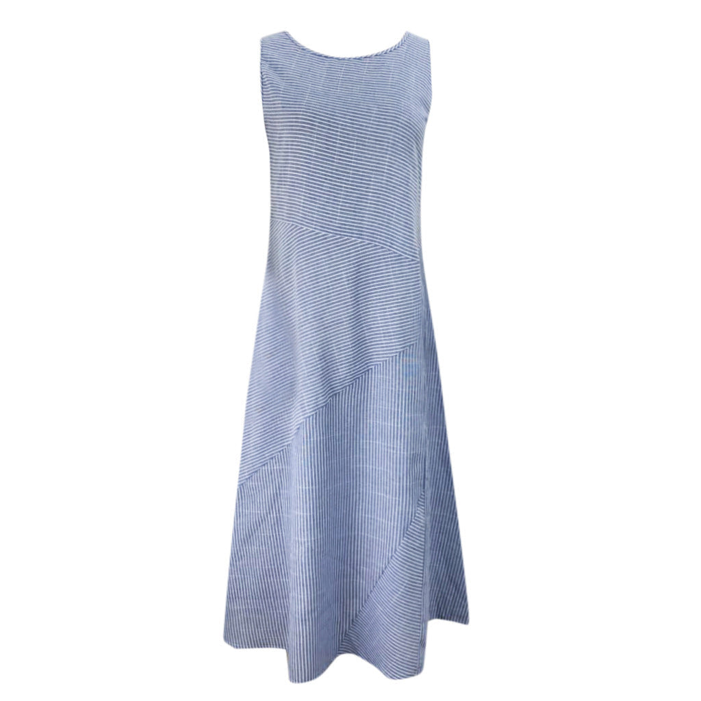 Women's Striped Sleeveless V-Neck Slim-Fit Plus Size Dress