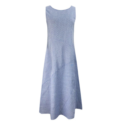 Women's Striped Sleeveless V-Neck Slim-Fit Plus Size Dress