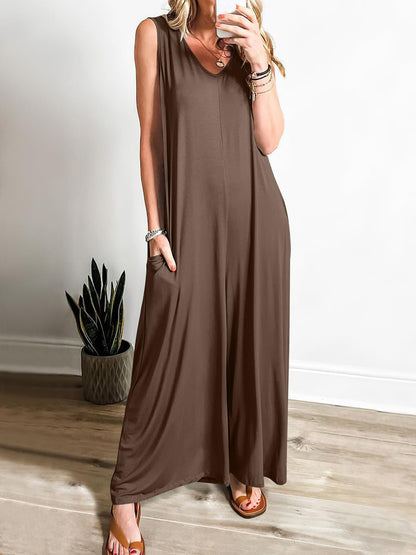 Women's Summer Casual Jumpsuit - Lightweight Pocket Romper