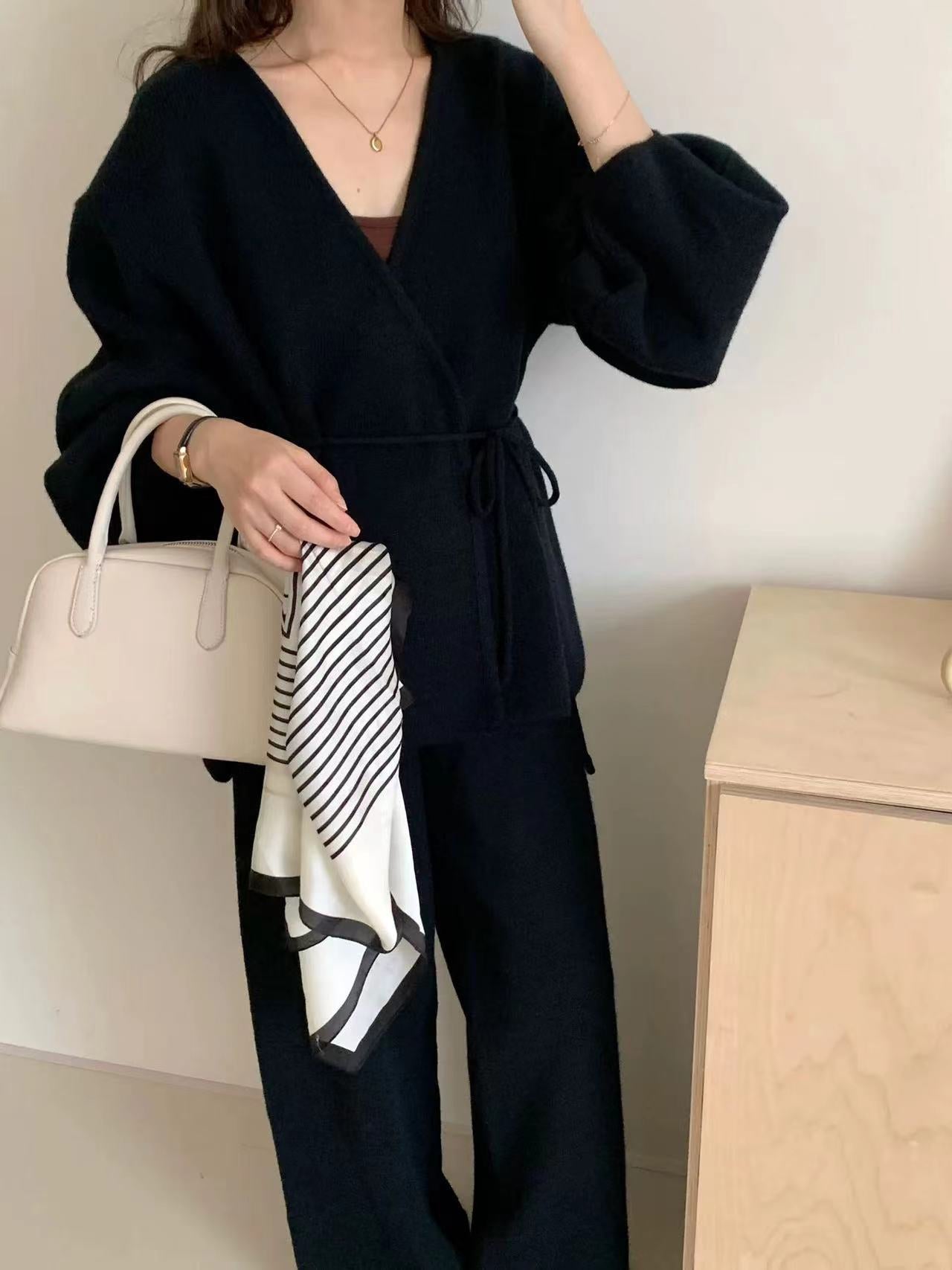 Elegant Fall Two-Piece Set: Knit Sweater & Casual Pants