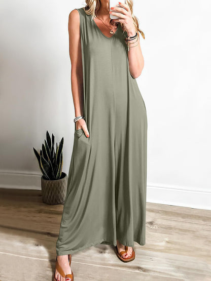 Women's Summer Casual Jumpsuit - Lightweight Pocket Romper