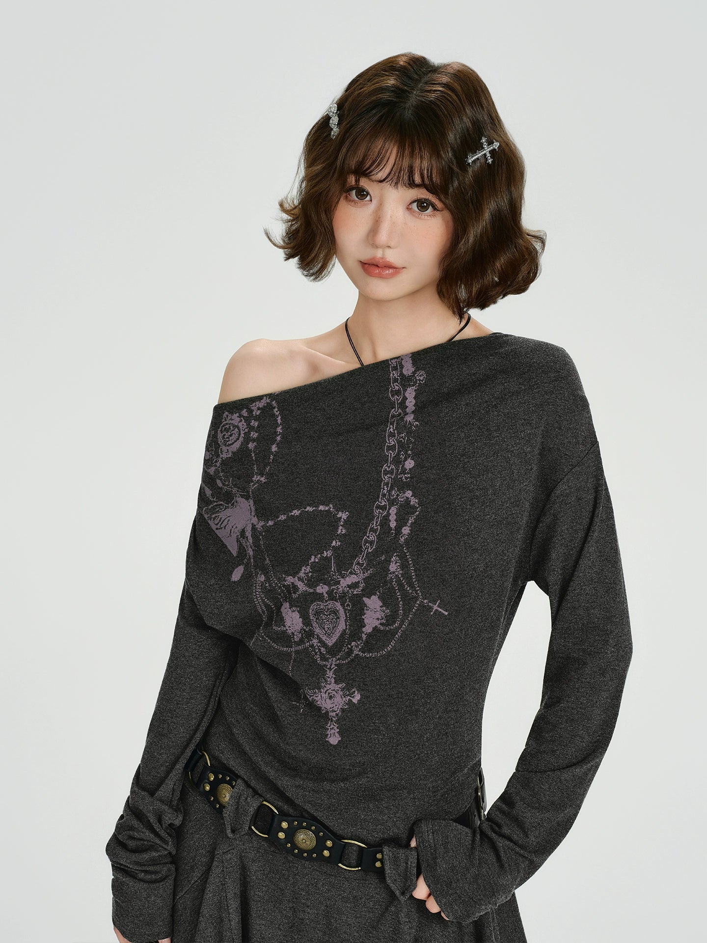 Girlyhalo Retro Vintage Off-Shoulder Long Sleeve Dress