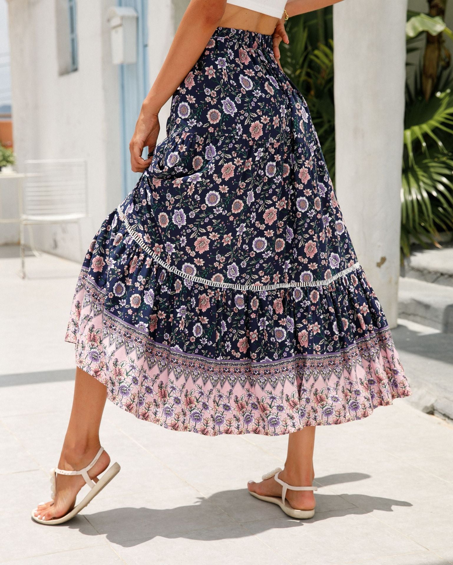 Boho V-Neck Rayon Beach Maxi Skirt
