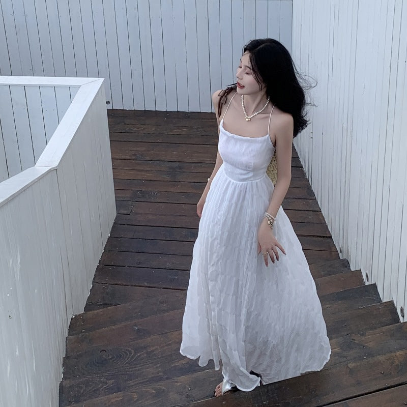Summer Waves Blue Backless Maxi Dress