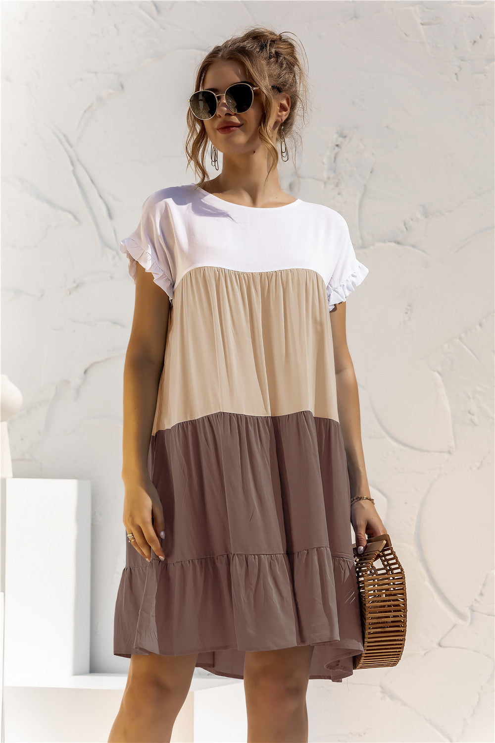 Summer Color Block Loose Fit Short Dress