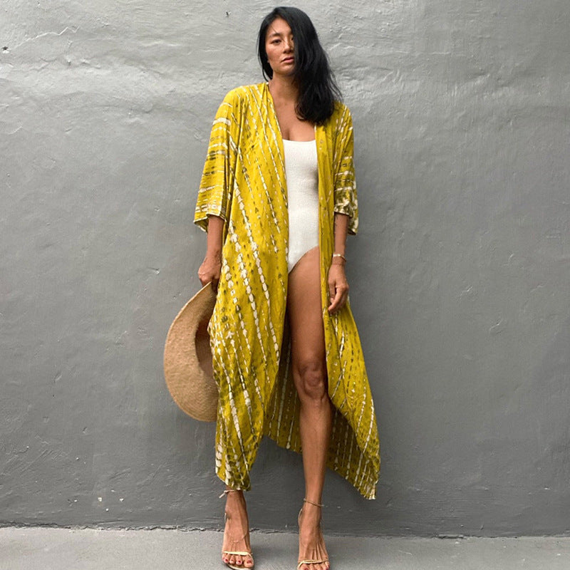 Summer Sun-proof Leaf Print Bikini Cover Ups