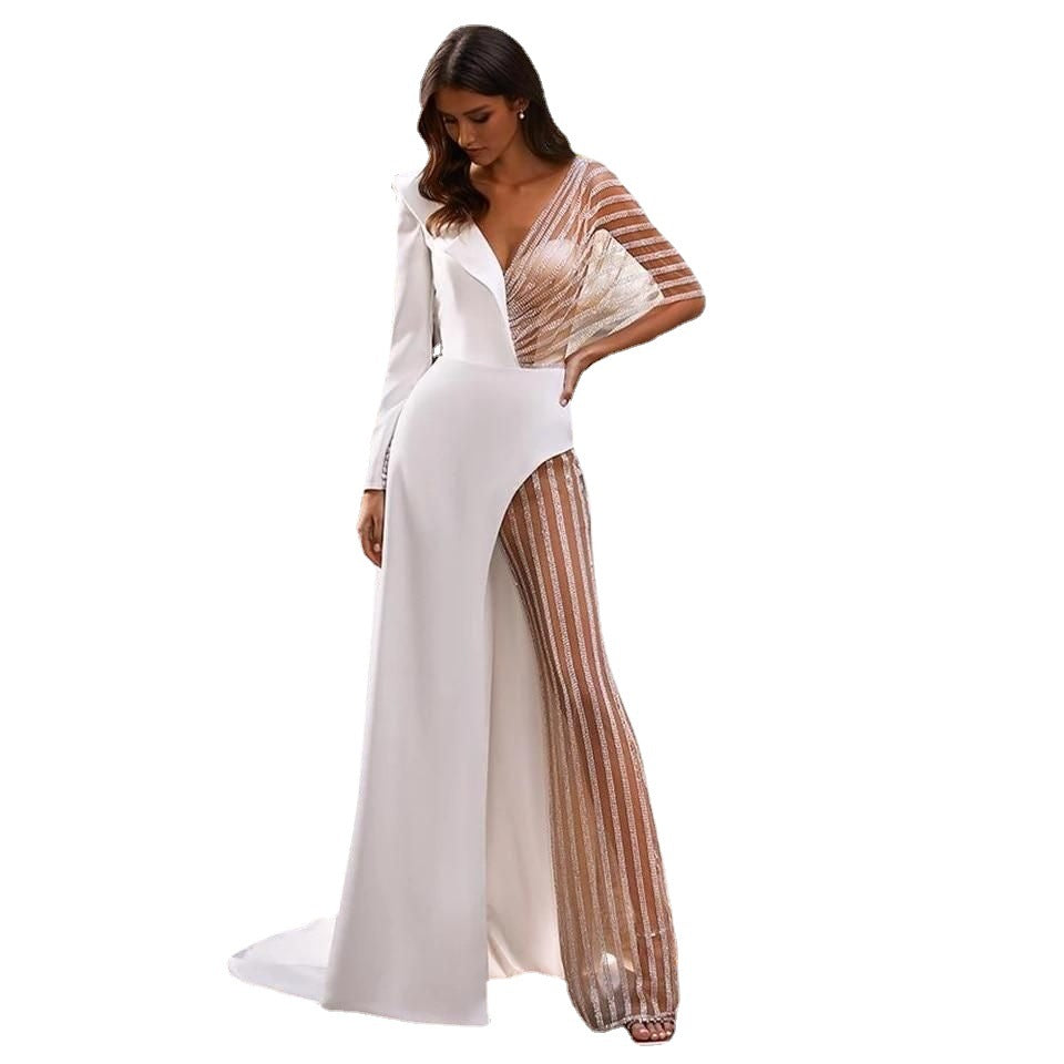 Designed Sexy See Through Lace Pants Dresses-Dresses-Free Shipping at meselling99