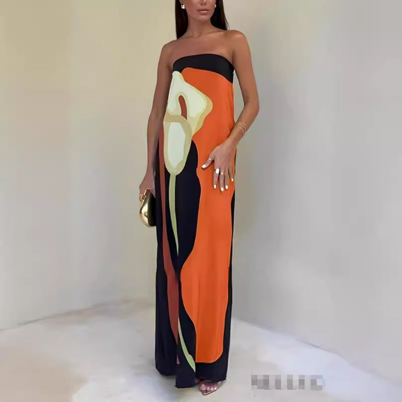 Women's Avocado Print Strapless Sundress