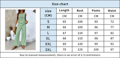 Women's Summer Sleeveless Layered Vest & Pants Set