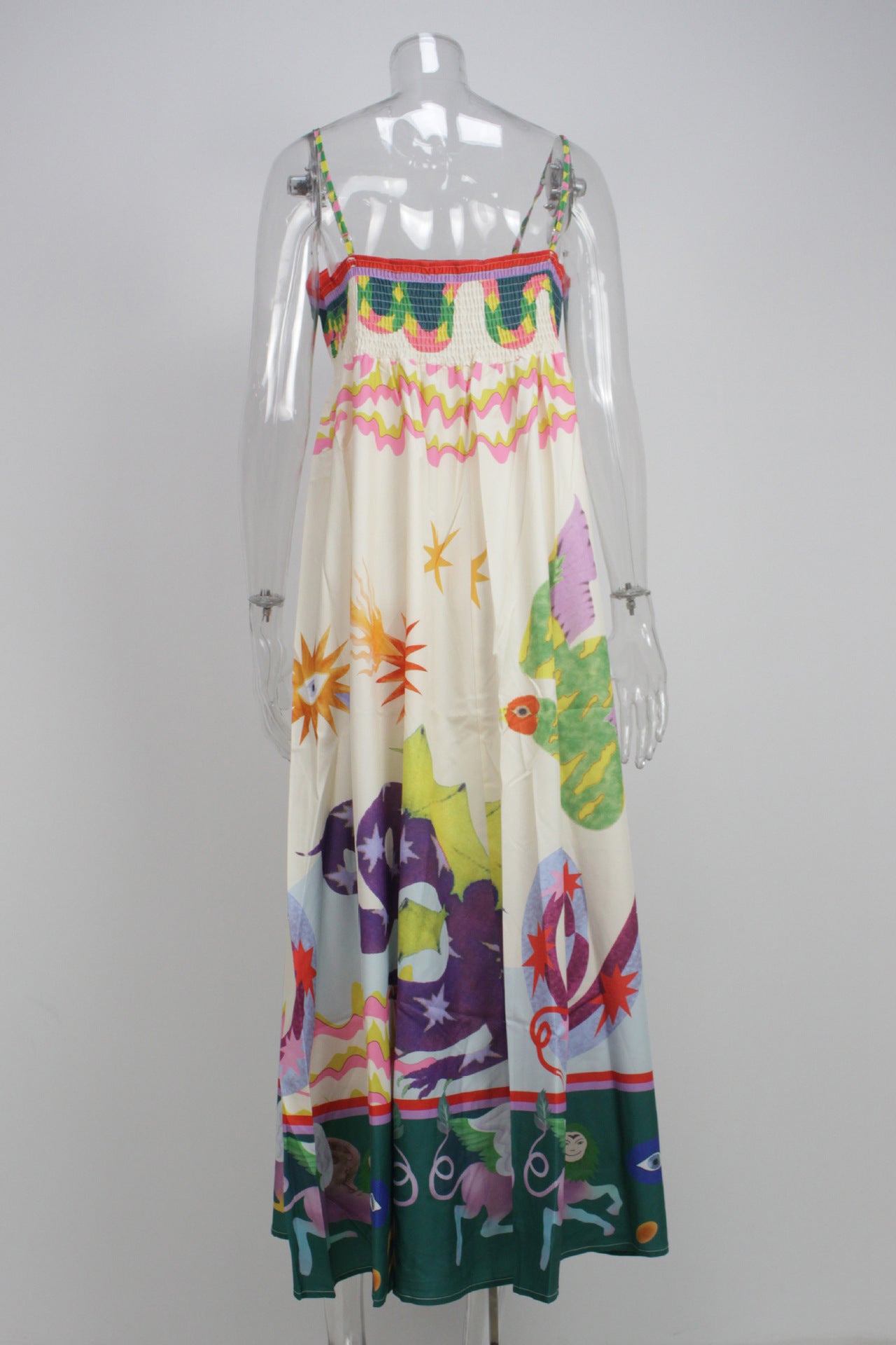 Elegant High-Waist Floral Print Sundress