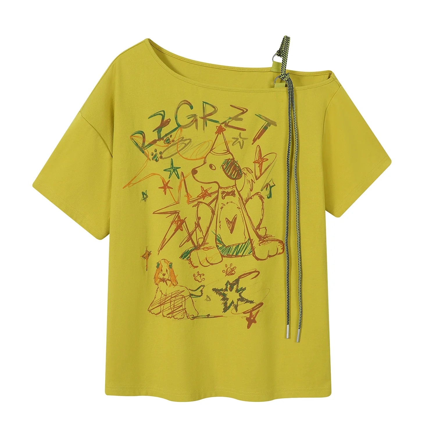 Girlyhaloy Vintage Off-Shoulder T-Shirt