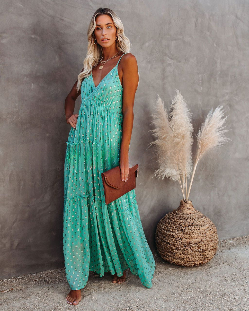 Women's Casual Leopard Print Green Dress