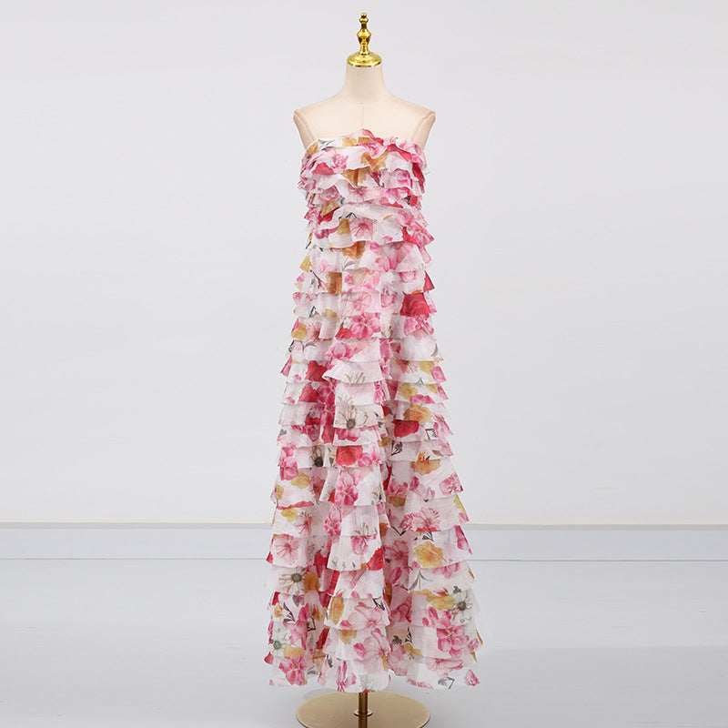 Elegant Off-Shoulder Ruffle Bustier Maxi Dresses