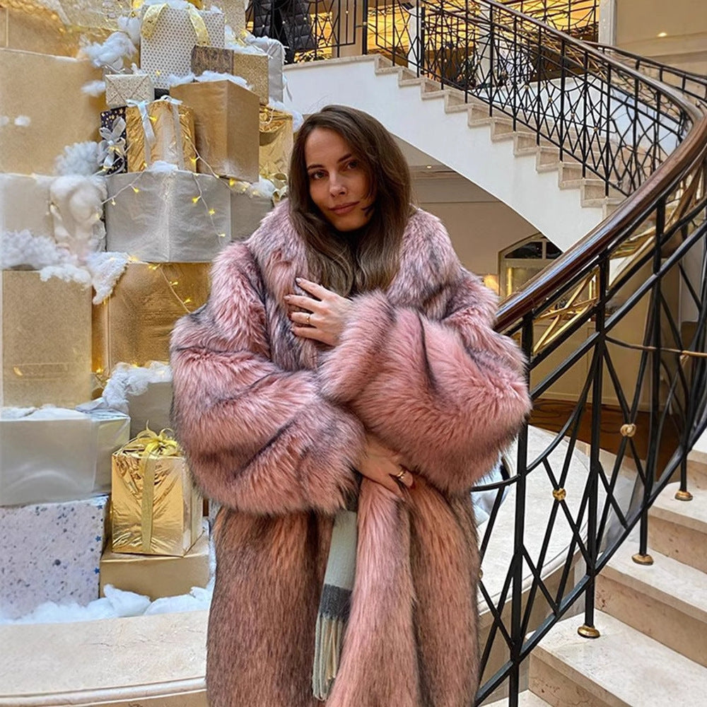 Pink Women's Faux Fur Coat