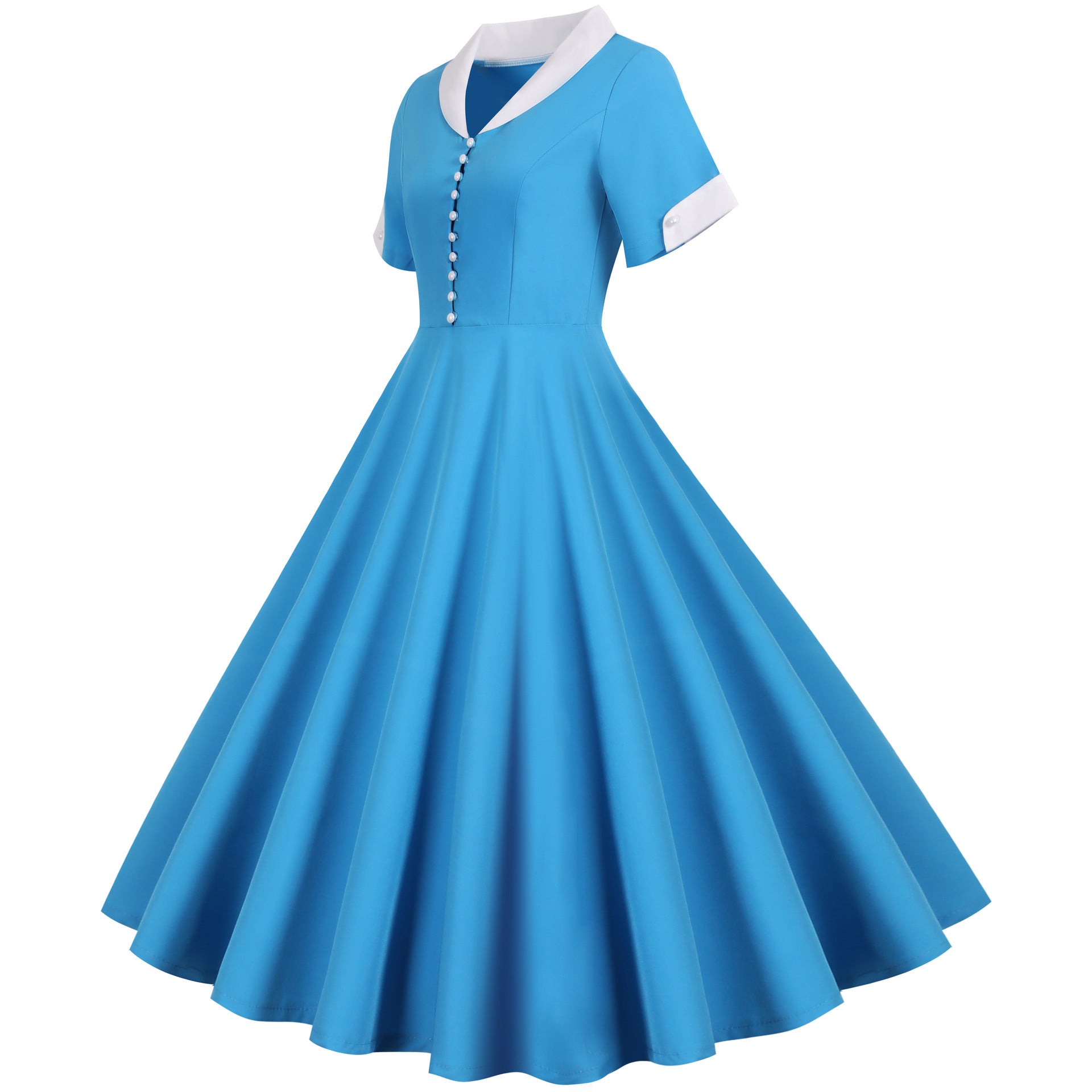Retro Audrey Hepburn Style Summer Short Sleeve Dress