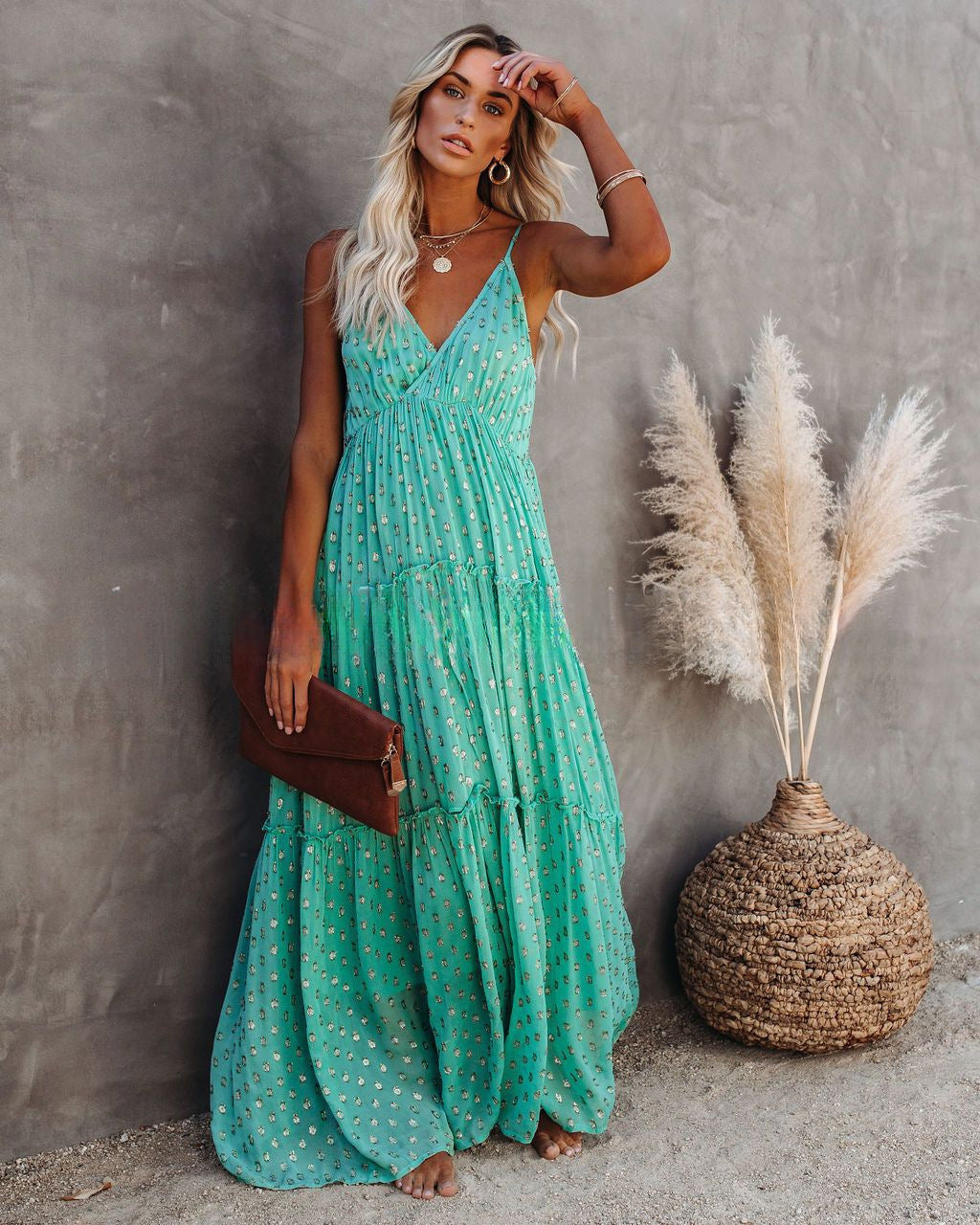 Women's Casual Leopard Print Green Dress