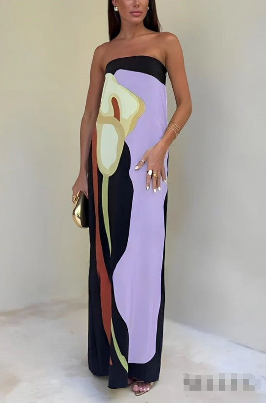 Women's Avocado Print Strapless Sundress