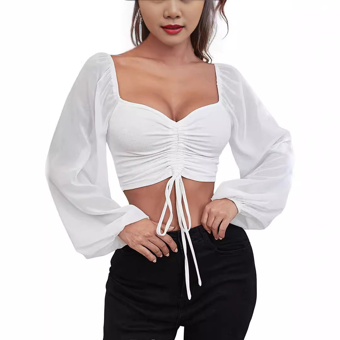 Sexy V-Neck Peplum Chiffon Blouse