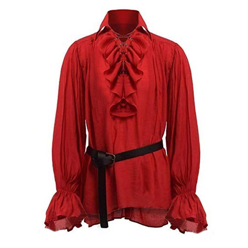 Retro Medieval Puff Sleeve Solid Color Shirt
