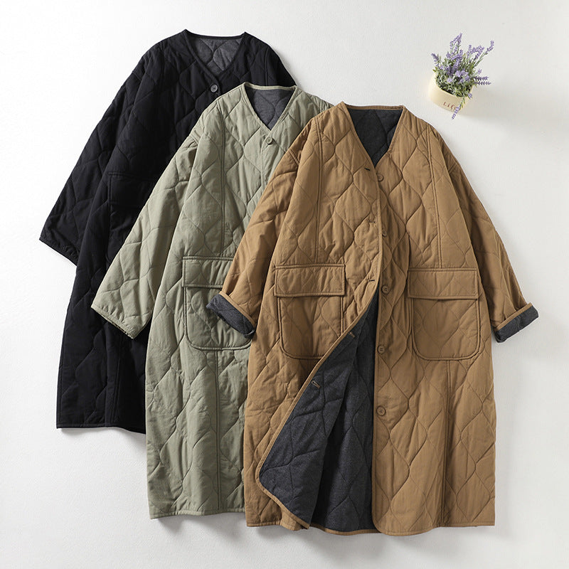 Plus-Size Vintage Cotton-Linen Cardigan Coat