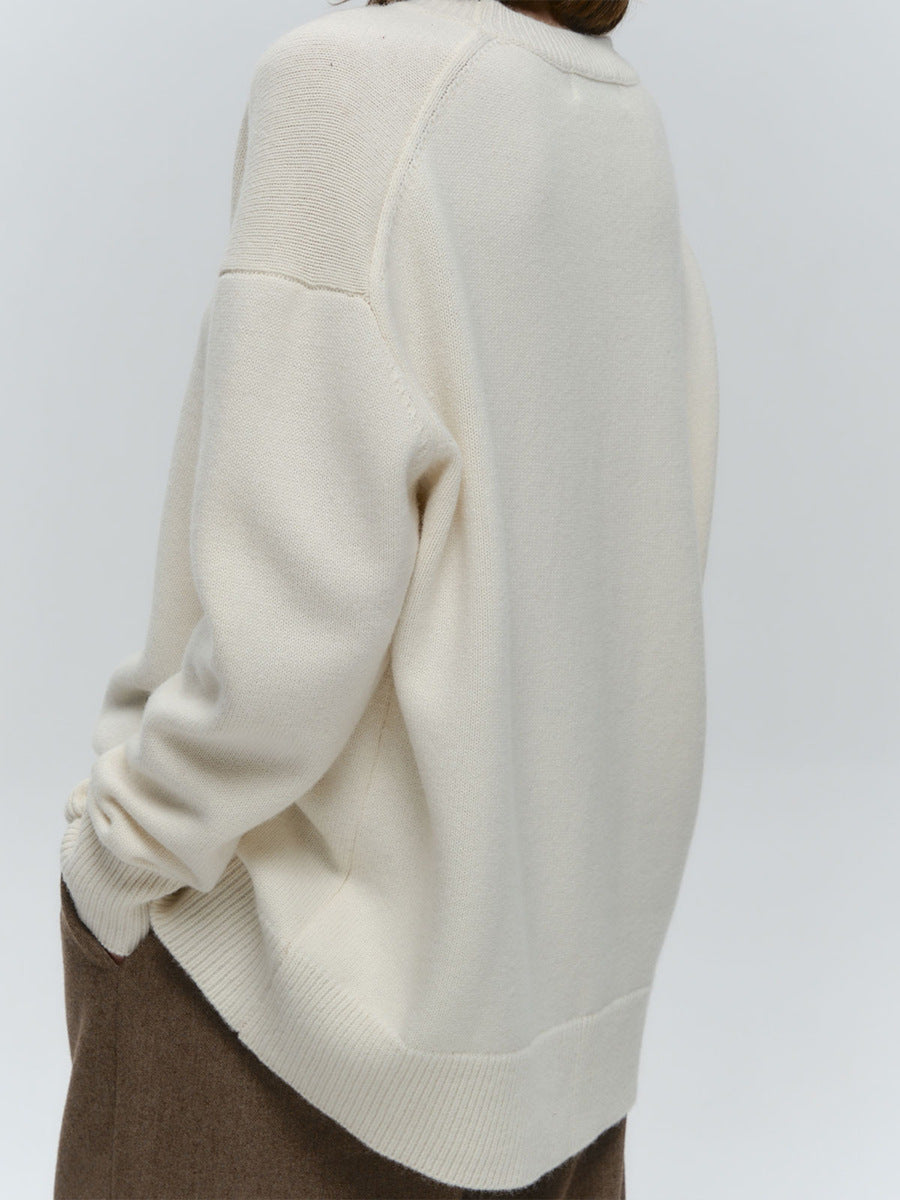 Classic Relaxed-Fit Dark Crewneck Sweater