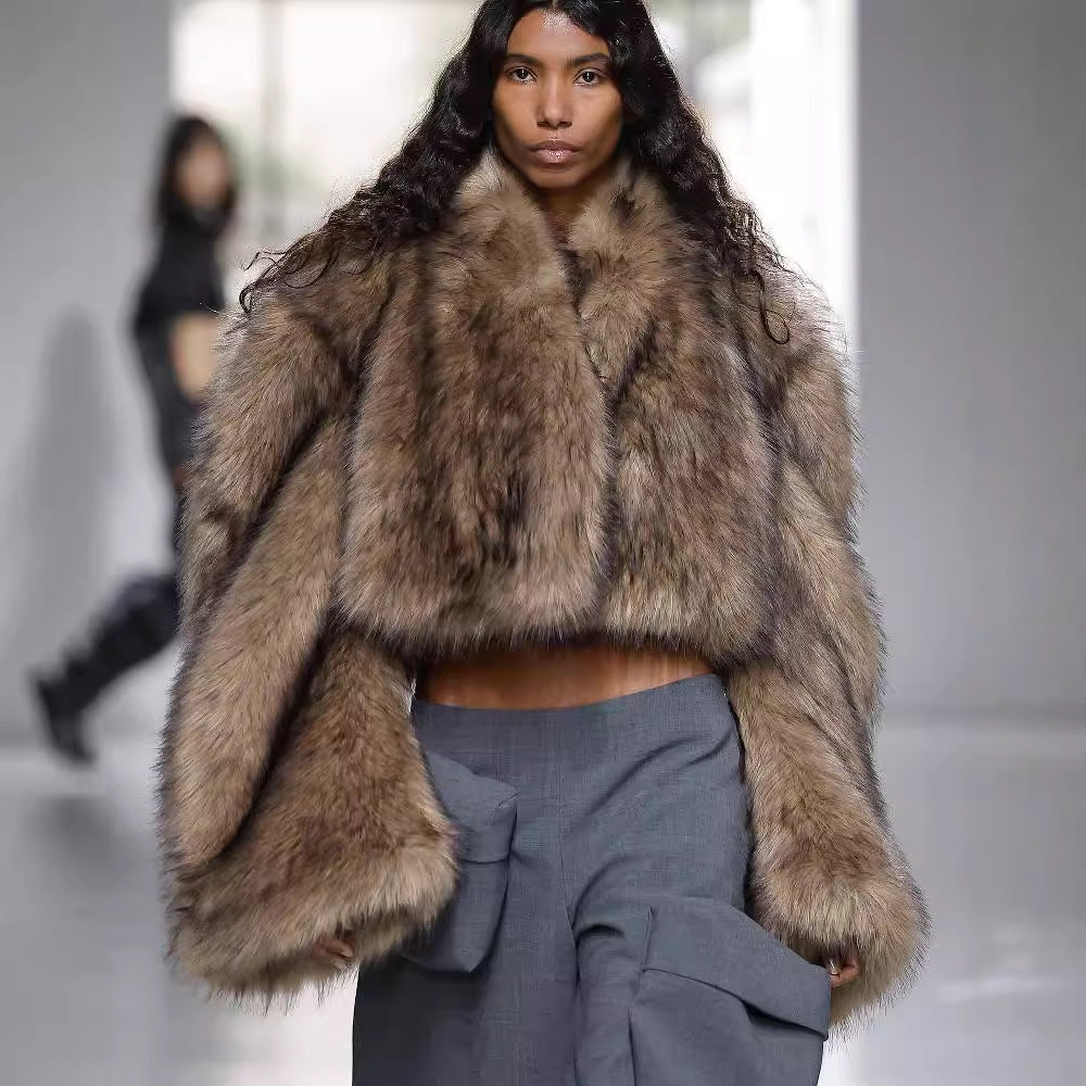 Retro Faux Mink Fur Short Coat Women’s – Reversible Plush Jacket