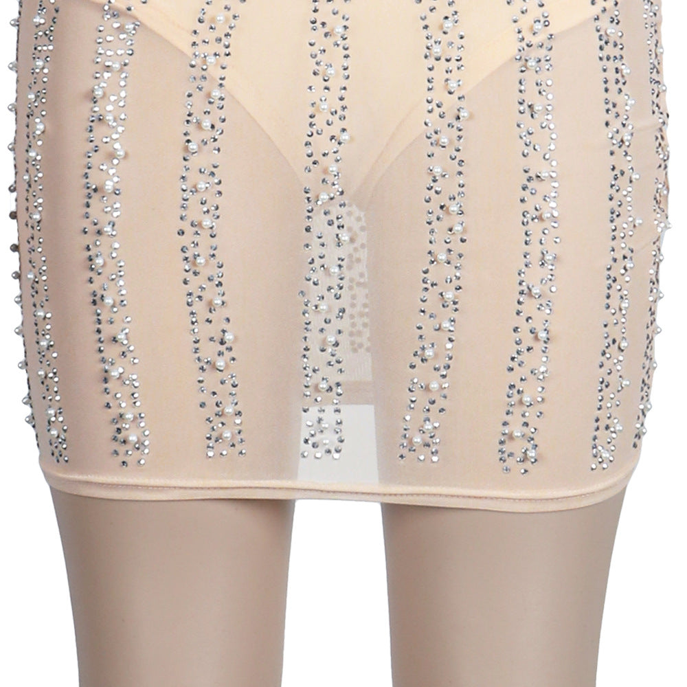 Sexy Women See Through Rhinestone Night Party Dresses--Free Shipping at meselling99