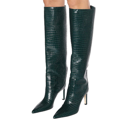 Fashion Peep Toe Crocodile Print Plus Sizes Women Boots