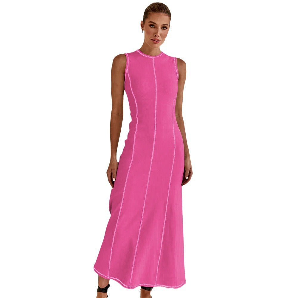 Designed Vintage Knitted Sleeveless Long Dresses
