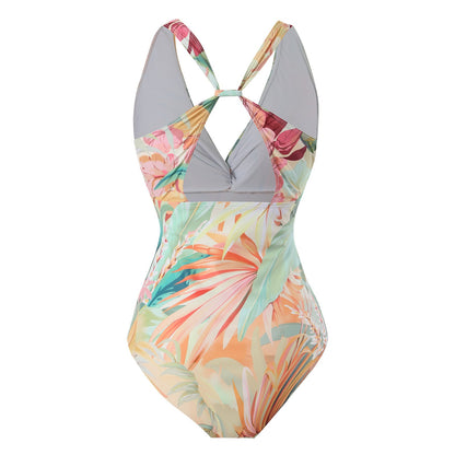 Fashionable Printed Romper with Sun Protection Sheer Cover-Up and Beach Vacation Outfit