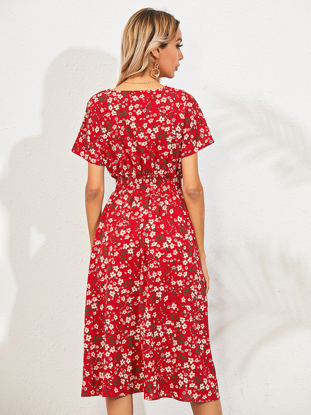 Women's Summer Floral Print Short Sleeve Dress