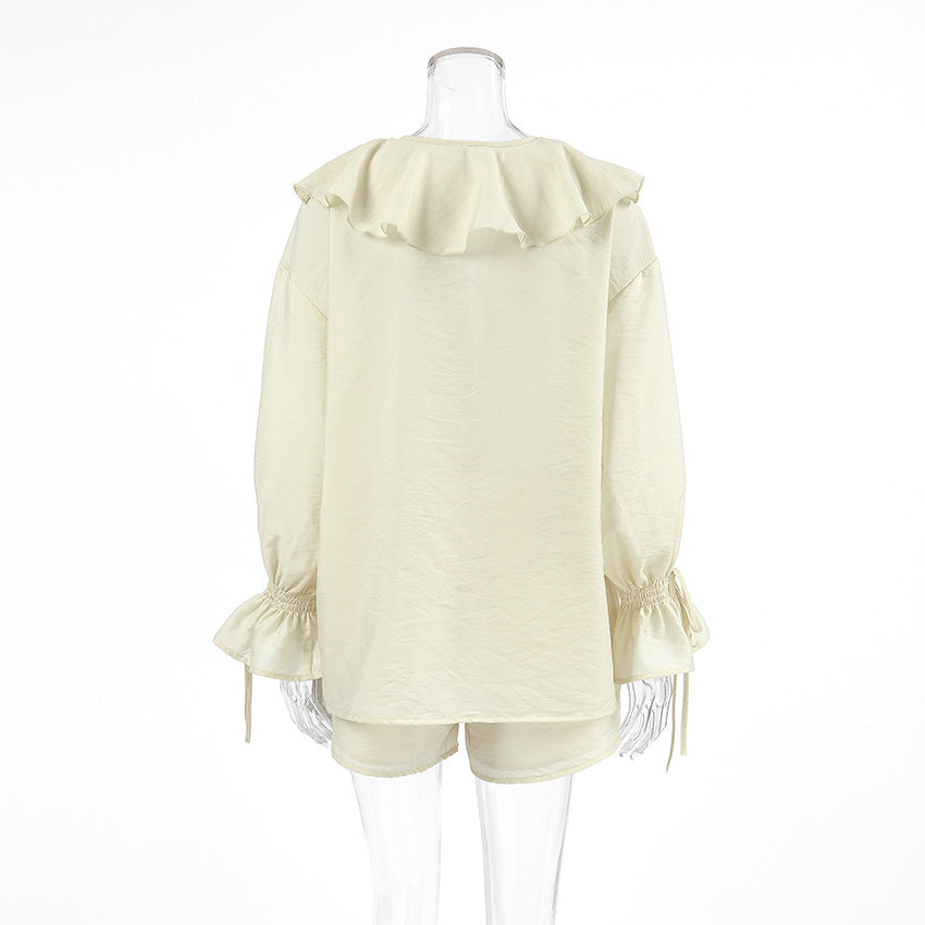 Women's V-Neck Flowy Blouse & Shorts Set