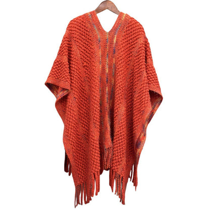 Colorful Popcorn Stitch Knit Shawl