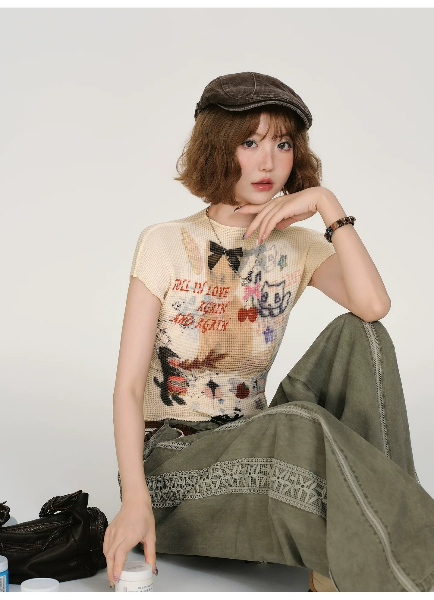 Girlyhalo Vintage Y2K Print Cropped T-Shirt
