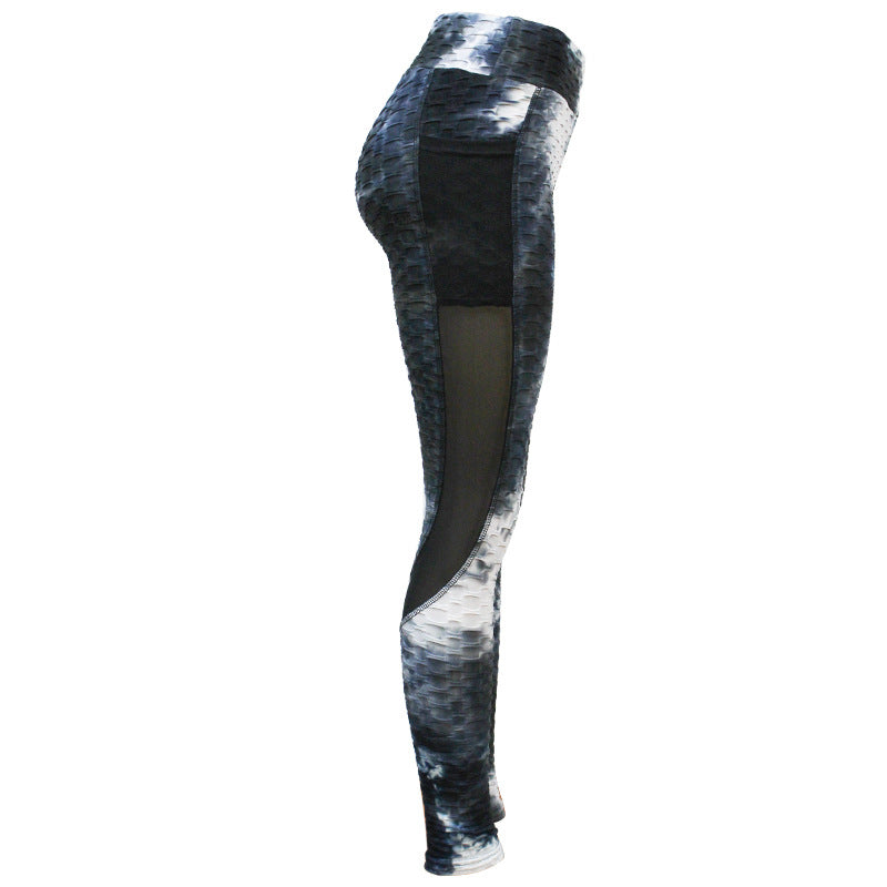 High-Waisted Mesh Panel Yoga Pants with Pockets