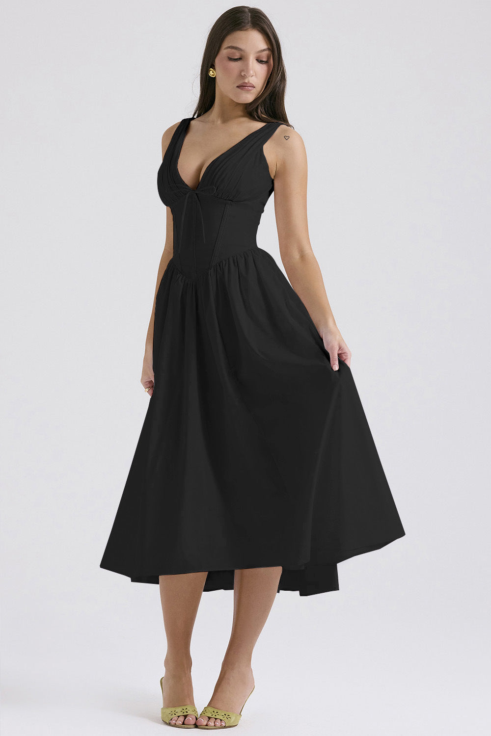 Elegant V-Neck Print Maxi Dress