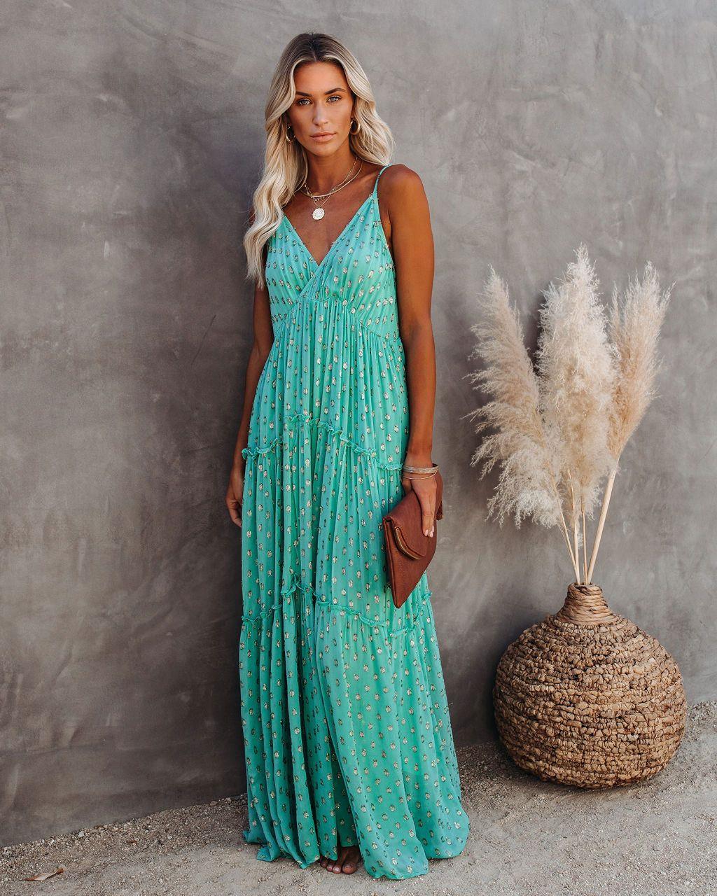 Women's Casual Leopard Print Green Dress