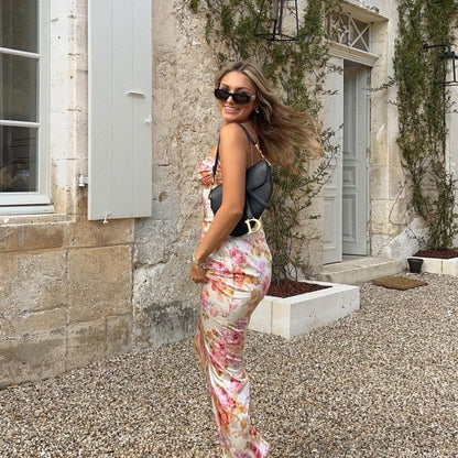 Sexy Backless Floral Sundress - Summer Slim Fit Print Spaghetti Strap Dress for Women