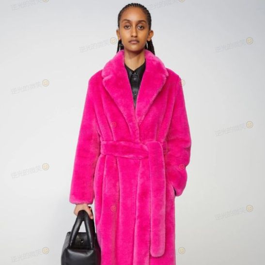 Long Plush Rabbit Hair & Mink Fur-Like Coat