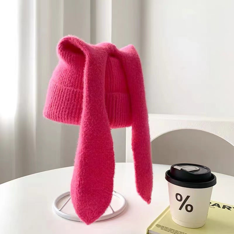 Long Ear Bunny Knit Hat – Winter Warm, Soft Faux Mink Yarn, Cute & Cozy Women’s Beanie