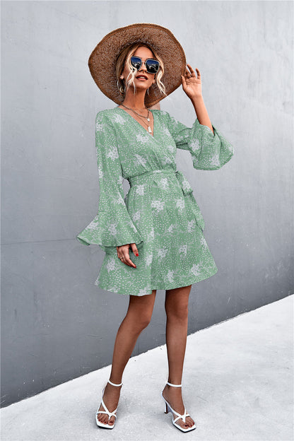Casual Trumpet Sleeves Bangdage Dresses