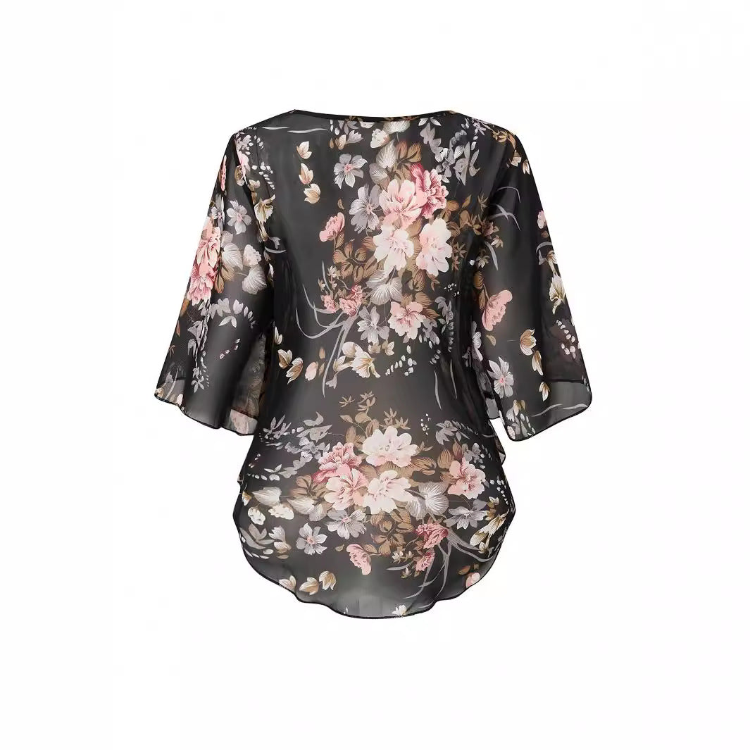Women's Sheer See-Through Chiffon Blouse