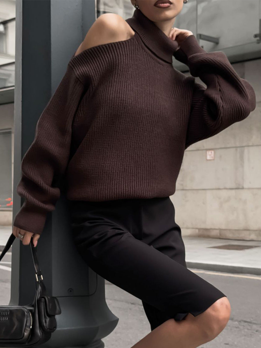 Off-the-Shoulder Cowl Neck Sweater