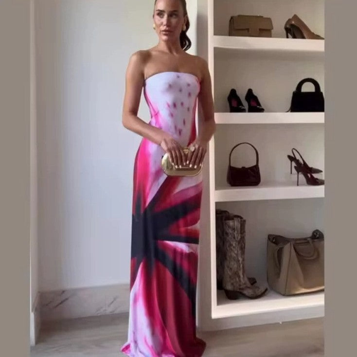 Women's Avocado Print Strapless Sundress