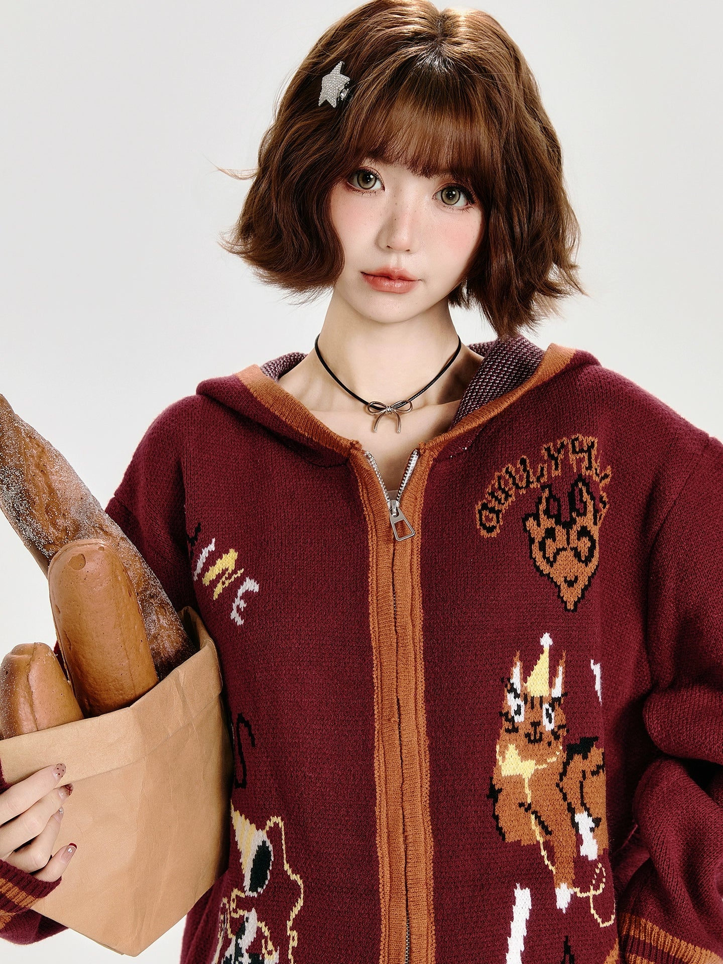 Girlyhalo Oversized Hooded Cardigan-Red-S-Free Shipping Leatheretro