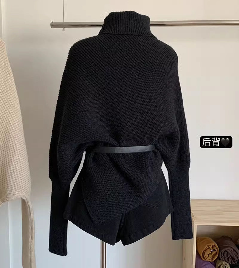 Casual High Neck Pullover Irregular Knitted Sweaters