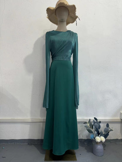 Elegant Satin Summer Long Sleeves Dresses