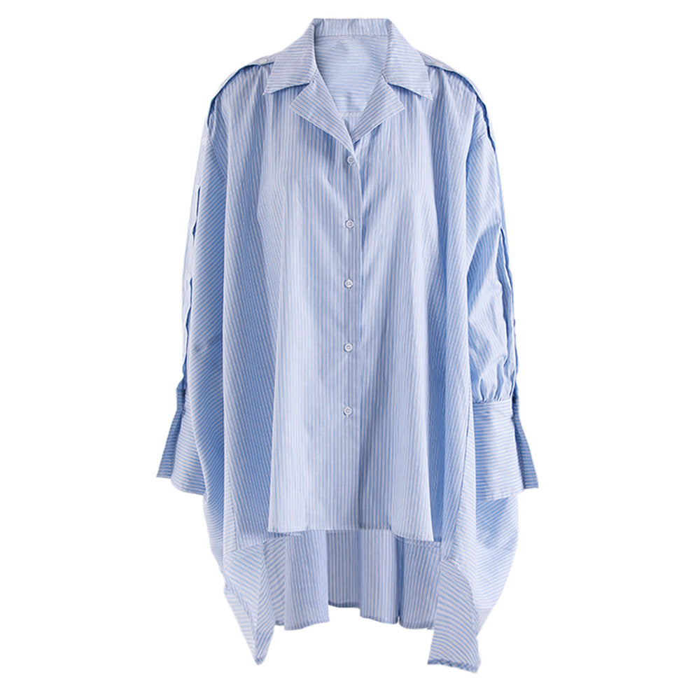 Designed Irregular Striped Long Sleeves Shirts for Women